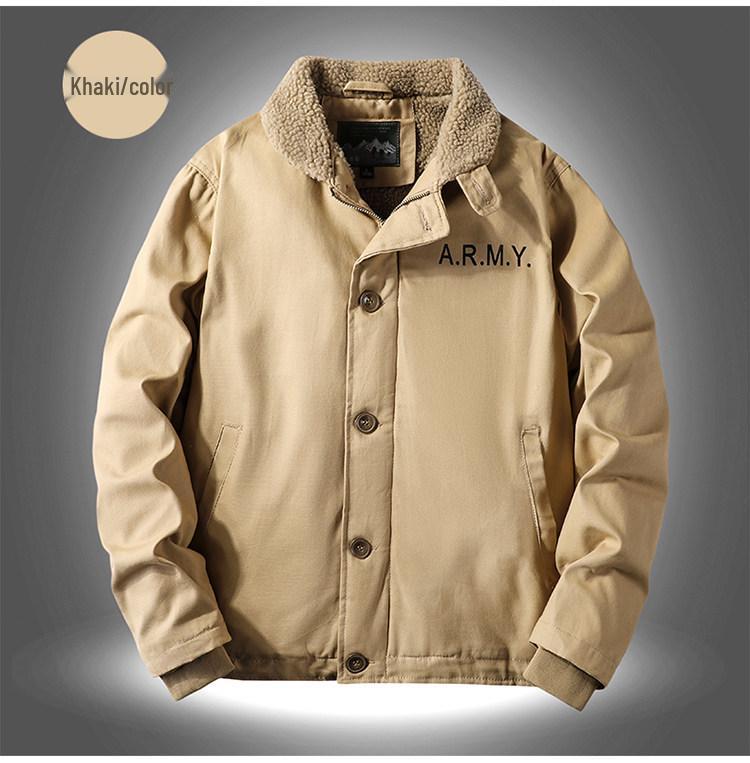 Ναυτικό Δερμάτινο Μπουφάν N1 - Ρετρό Στρατιωτικό Παλτό από Μαλλί Αρνιού για Φθινόπωρο/Χειμώνα, Πυκνωμένο με Βελούδινο Πτητικό Βαμβάκι.