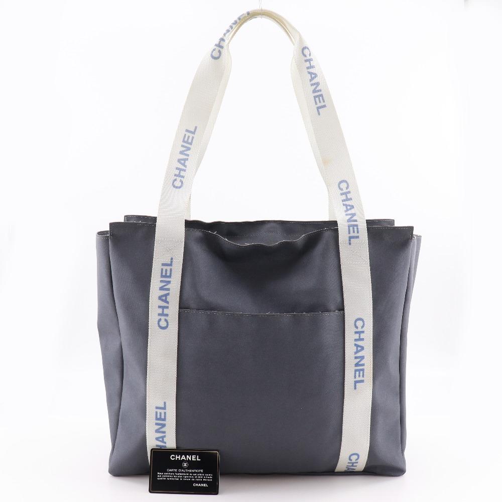 CHANEL Sports line Tote Bag logo gray Nylon Women Used