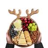 Christmas Wood Serving Tray Deer Antler Shaped Wooden Food Dish Display Plate Fruit Platter Charcuterie Board Decoration