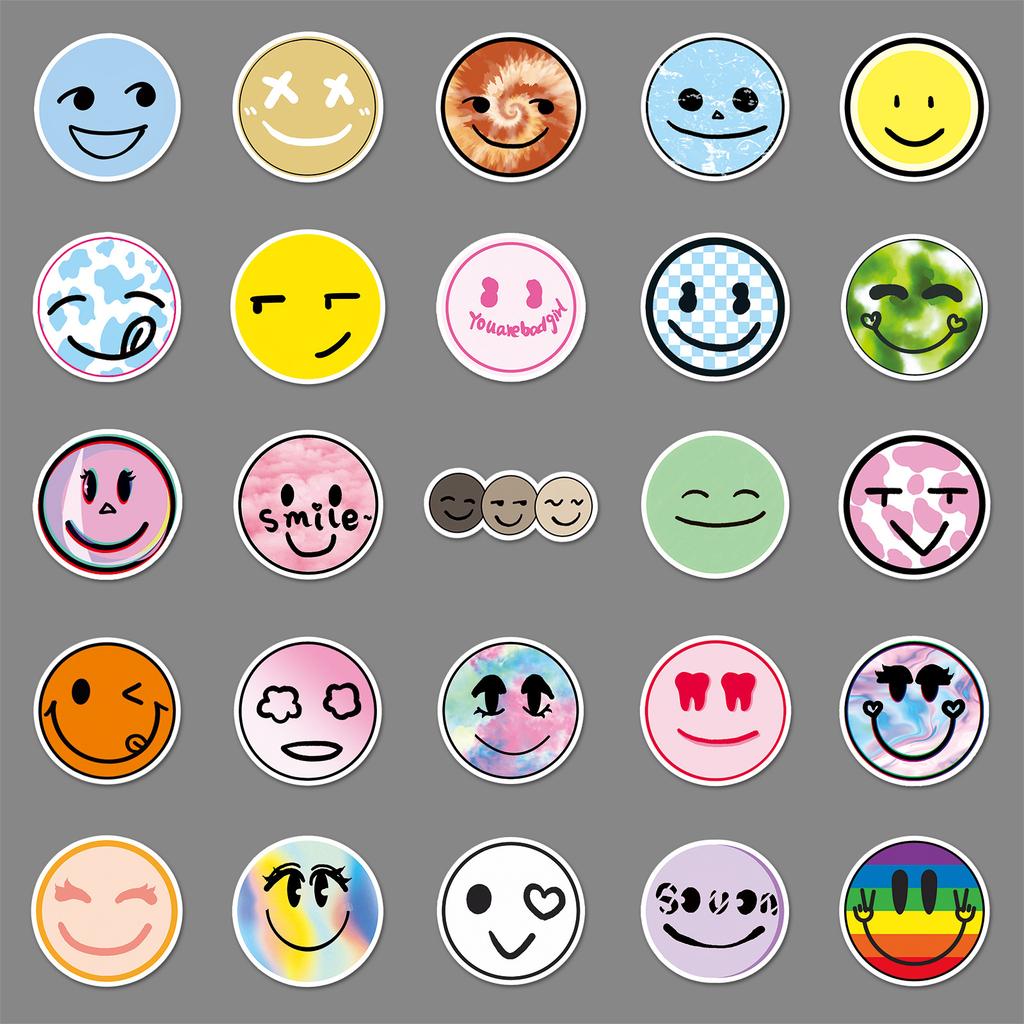 50 Smiling Faces Doodle Cartoon Children's Hand Account Cute DIY Skateboard Mobile Phone Case Suitcase Sticker Waterproof