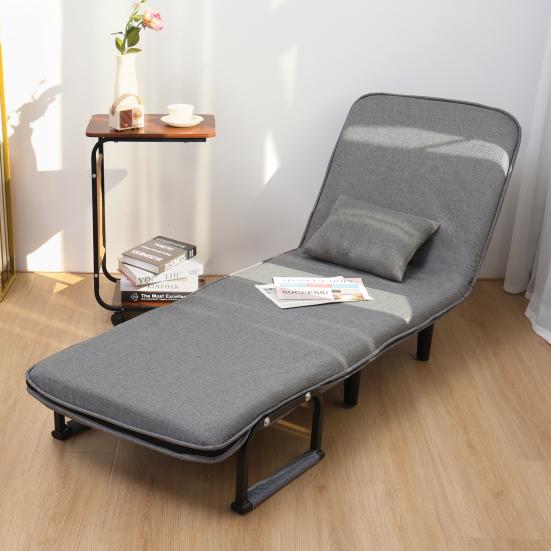 3-in-1 Schlafsofa Reißverschlussbezug Sessel Bett Umwandelbares Schlafsofa mit verstellbarer Rückenlehne Ausklappbarer Stuhl Bett für Wohnung Büro Grau