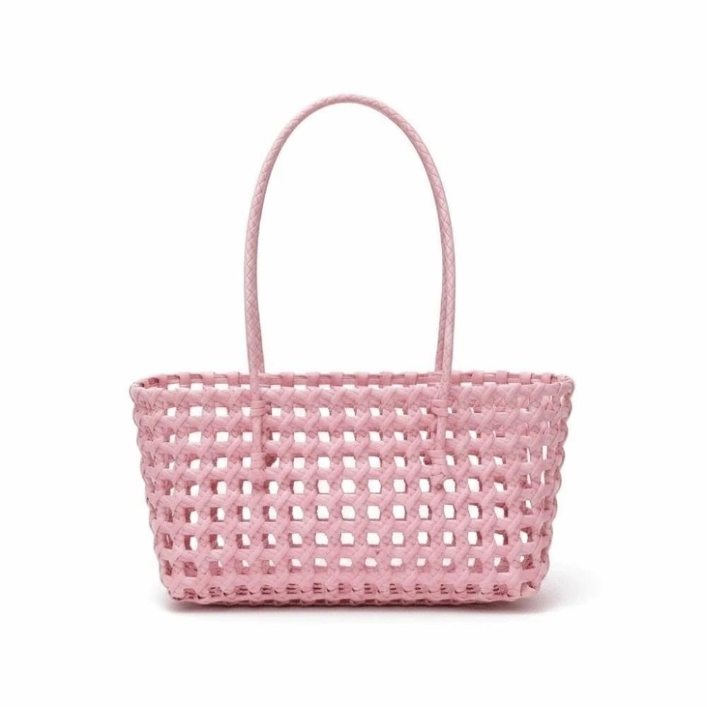 Large Capacity Hollow Out Tote Lightweight Handmade Handbag Woven Basket Bag  Poolside Picnic