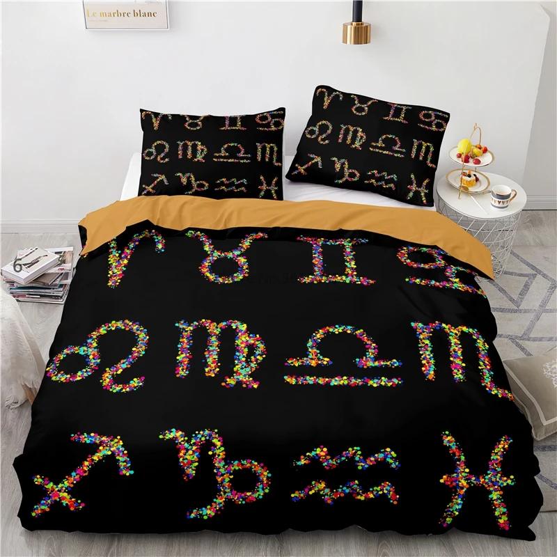 Zodiac Constellation Logo Pattern 3d Bedding Set Bed Linen Bedclothes Single Double Twin Full Queen King Size for Bedroom Decor