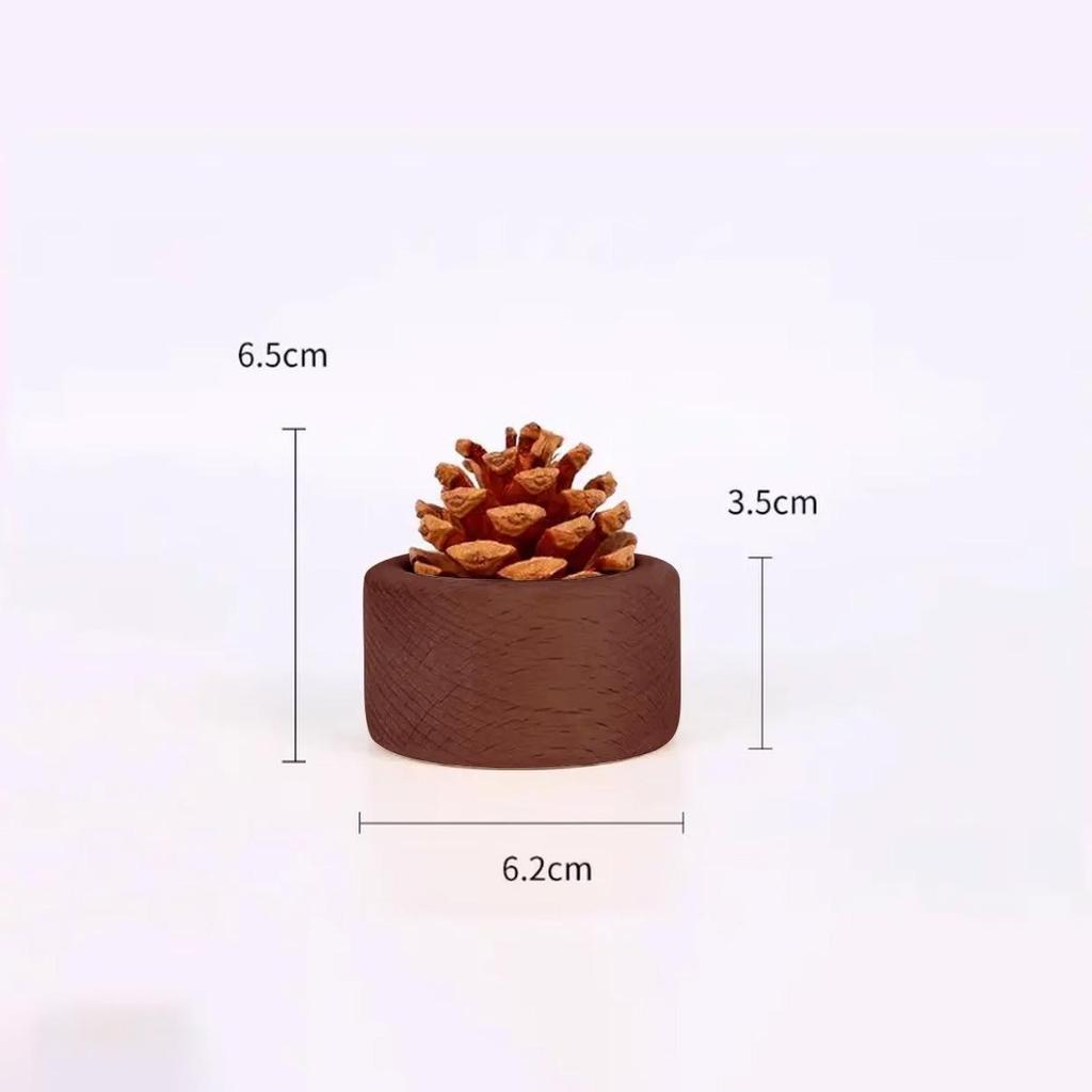 Beech Wood Pine Cone Aroma Diffuser - Flameless Aromatherapy Ornament for Home, Desktop, and Car.
