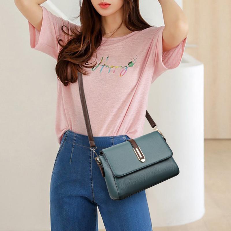 Women's Stylish Bag Soft Leather Crossbody Shoulder Bag Solid Color Premium Women's Messenger Shoulder Bag