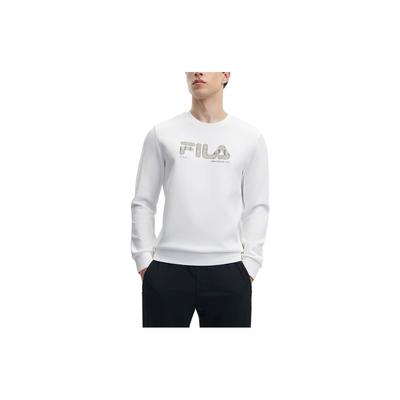 Fila Letter Logo Printed Crewneck Sweatshirt Men Sweatshirt Standard-White F11M342211F-WT