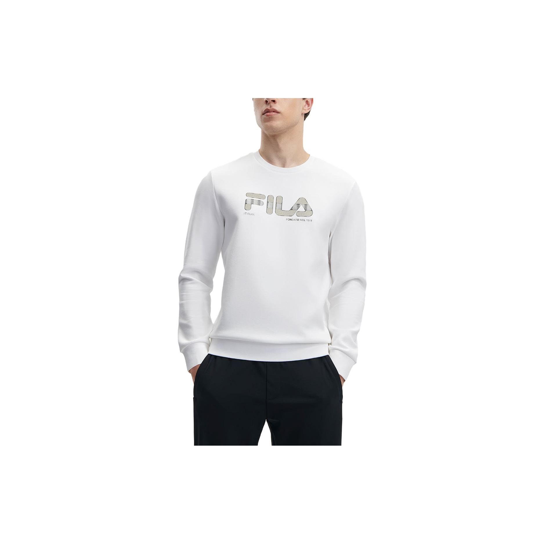 

FILA Letter Logo Printed Crewneck Sweatshirt Men sweatshirt Standard-White F11M342211F-WT XXL