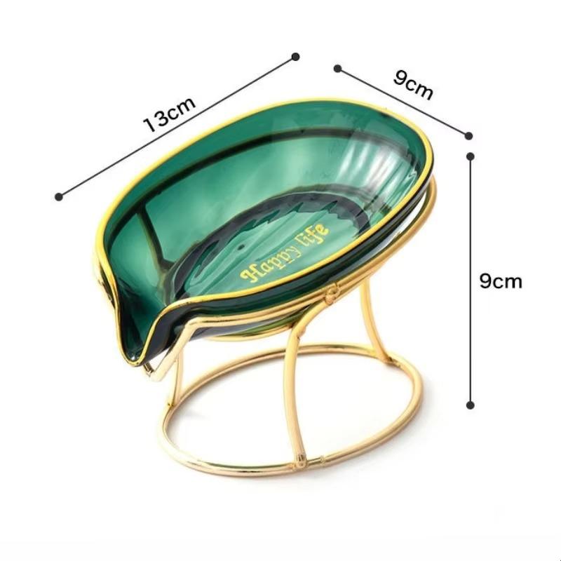 Soap Dish Box Bathroom Shower Soap Holder with Metal Bracket Drain Portable Leaf Shape Toilet Laundry Soap Rack Tray for Basin