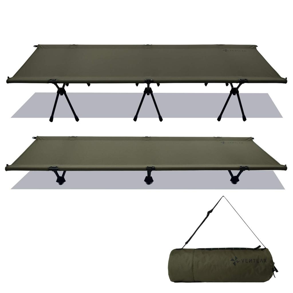 VENTLAX Adjustable Lightweight Quiet Adjustable Height 2-Way Cot, (3kg), Design, Foldable, High/Low (Olive Green)