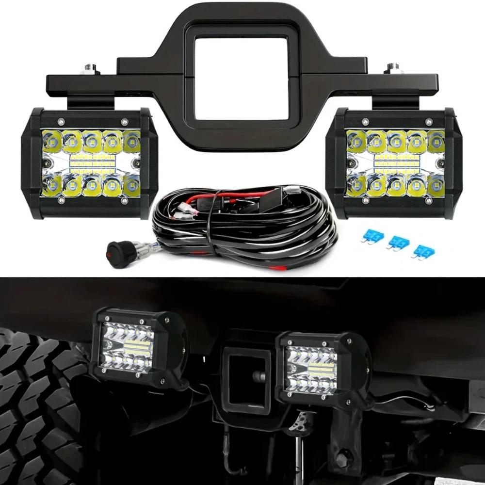 2PCS LED Work Light Pods 4 Inch Off-Road Driving Light Bar 12-24V 2.5'' Tow Hitch Mounting Bracket for Truck Trailer SUV Pickup
