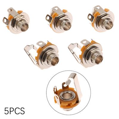 6.35 6.5 Mono Kabel Audio Gniazdo Wtyk Podwozie Lutowany Adapter 5 Szt. 6.35Mm 2 Pinowy Biegun 1/4" Żeński Montaż Panelowy Gniazdo Zasilania Złącze