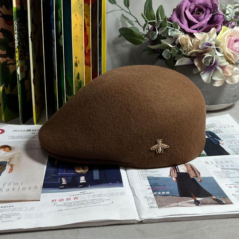 Little bee wool hat female tide retro British style INS temperament peaked cap male, thin high-end explosion
