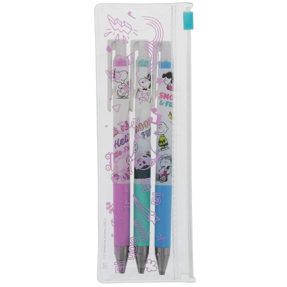 Sunstar Stationery Snoopy Gel Ink Ballpoint Pen Juice Up Set of 3 Pastel S4647742 0.4mm