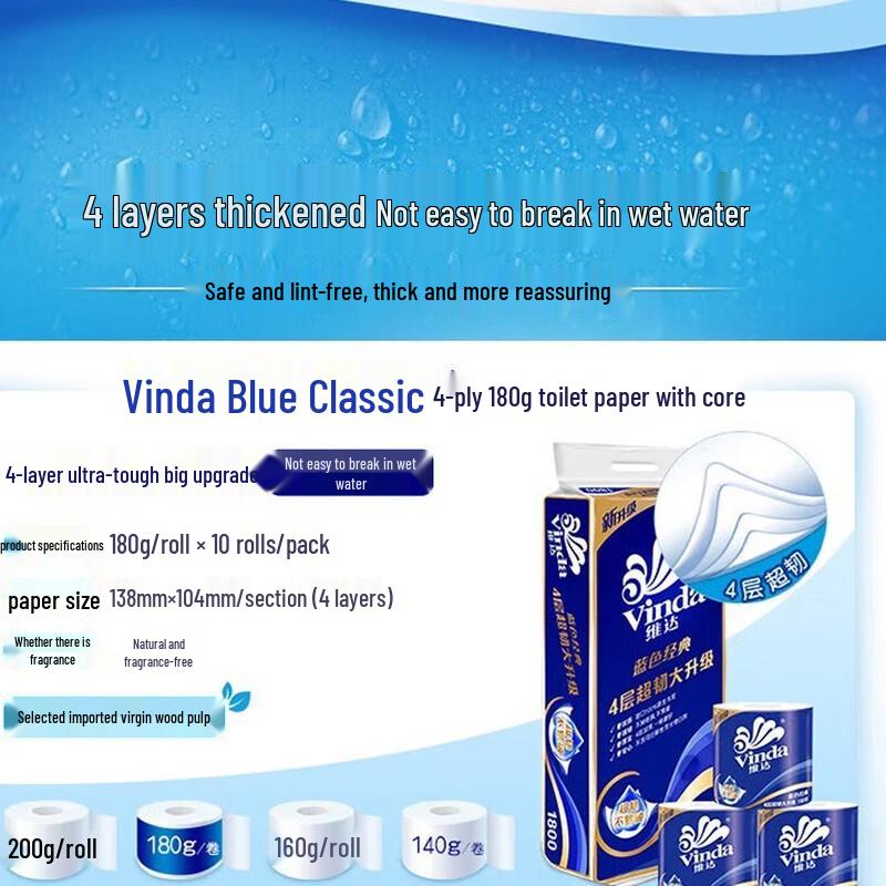 Рулоны туалетной бумаги Vinda Blue Classic, 4 слоя