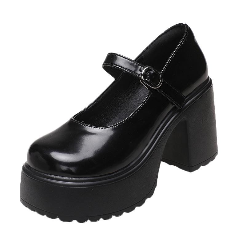 

Goth White Buckle Strap Mary Jane Platform Pumps Women Super High Thick Heeled Party Wedding Evening Fashion Ladies Shoes 39 чорний