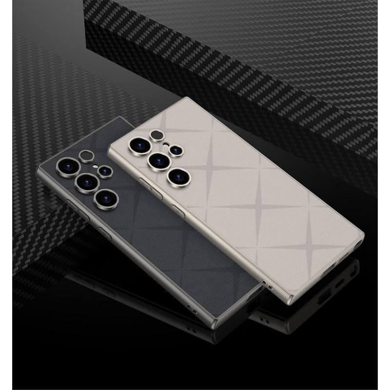 Premium PC Case Galaxy S24 Ultra Metallic Matte Finish Skin-Friendly Vegan Leather Shockproof Design Custom Colors