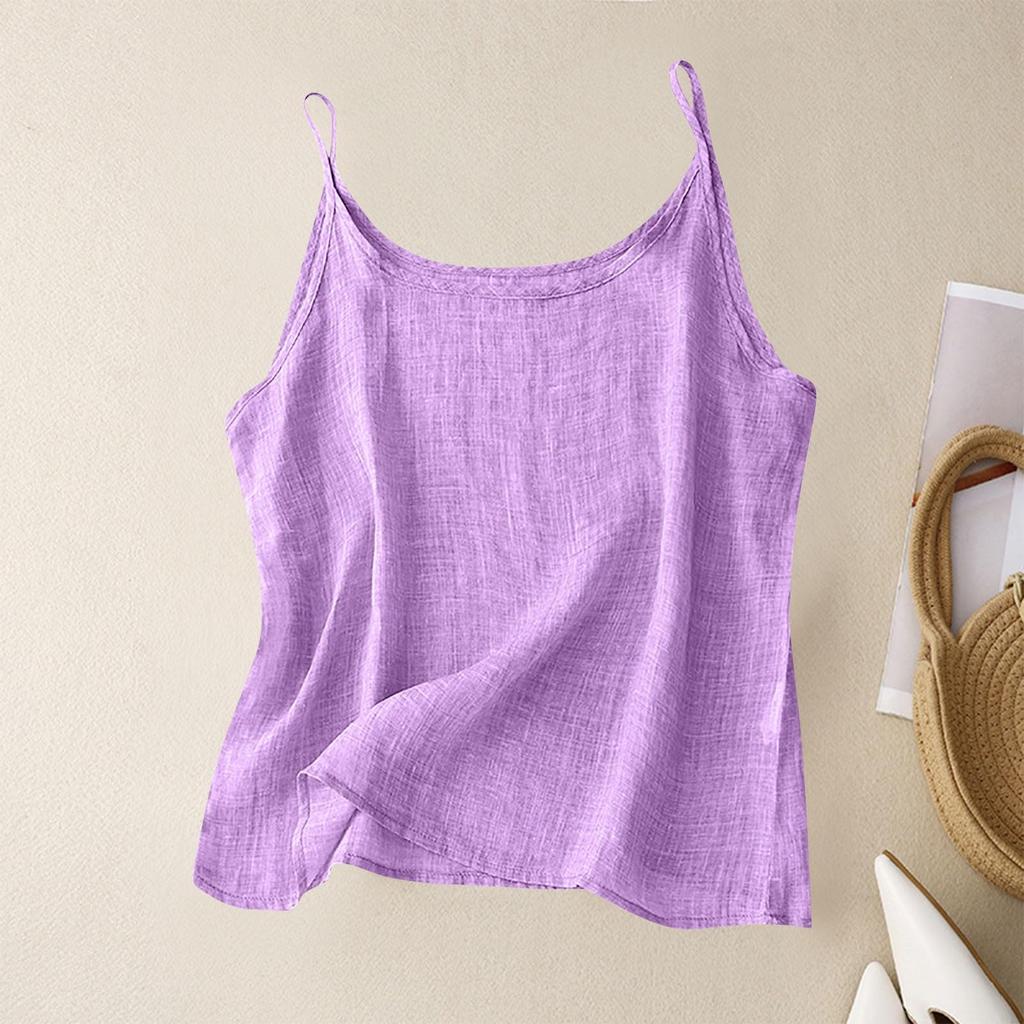 Dámské Letní Vintage Bavlněné Lenové Malé Camisole Spodní Tílko Volné Vnitřní Topy