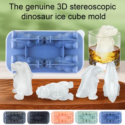 Isbitsform 3D Dinosaurieformad Isbitsform med Lock Whiskey Cocktails Sprit Kaffe Återanvändbar Silikonform