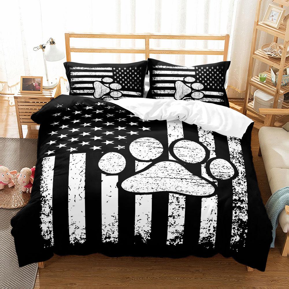 

Комплект постельного белья Dog Paw Star Stripes Banners Duvet Cover Set UK Single Double Queen US Twin Full King Size EU single(135x200cm)