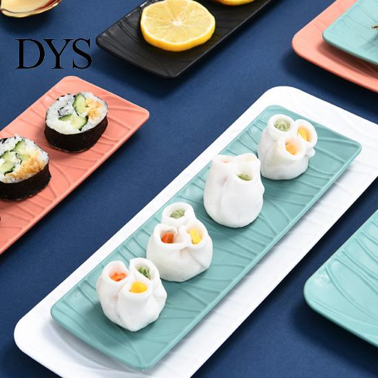 Kitchen Plate Dish Barbecue Curved Edge Design Anti-spill Tree Texture Cake Tray Rectangular Sushi Platter Baking Home Supply Dessert