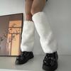 Women Furs Leg Warmer Winter Furry Long Boot Cuffs Fuzzy Shoe Cover Party Costume for Holiday Festival Performances Play
