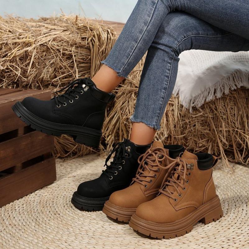 Large Size Casual Martin Boots Women's Autumn and Winter New Locomotive Boots Cotton Shoes Snow Boots Women