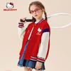 Hello Kitty Girls' Baseball Jacket Red Autumn Top Cardigan Sweatshirt Children's Autumn Clothing Big Kids Trendy