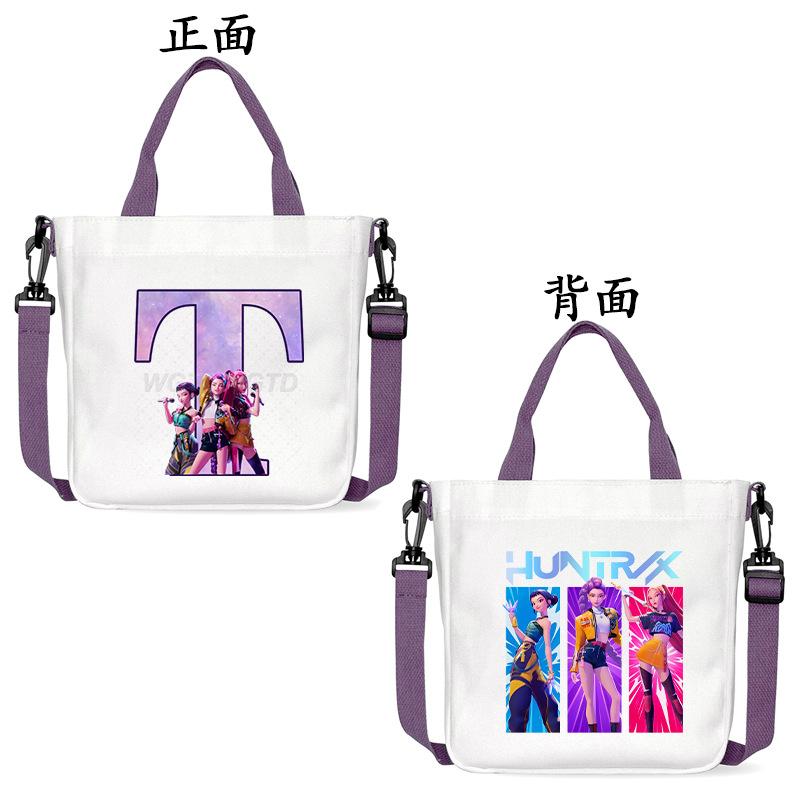 Anime Cartoon Letter Shoulder Bag Versatile Commuter Handbag Large Capacity Student Canvas Bag