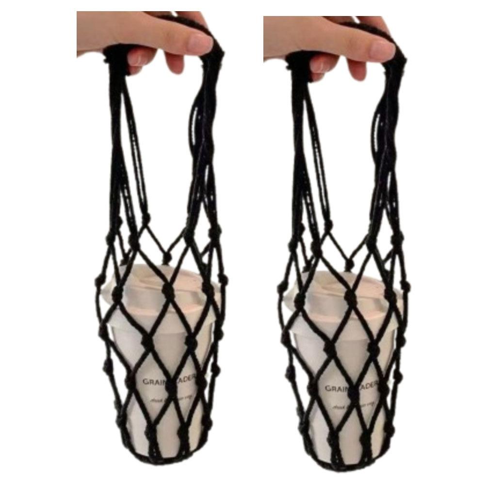 2Pcs Hollow Out Net Bag Cup Cover Woven Crochet Cup Holder Water Bottle Bags  Umbrella Storage