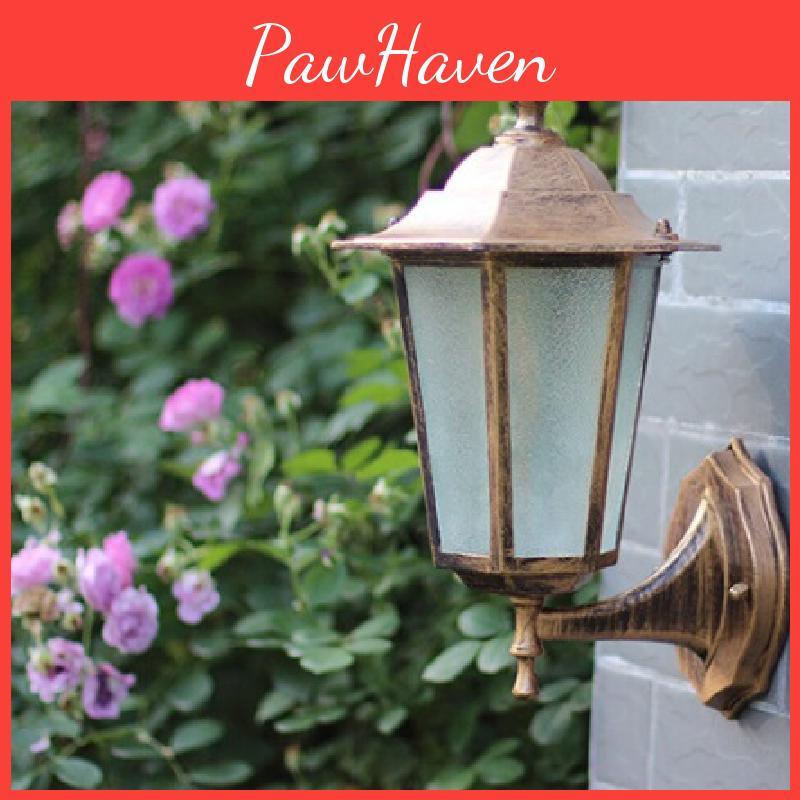 Retro Outdoor Hexagonal Wall Lamp With Copper Finish And Waterproof Led Technology