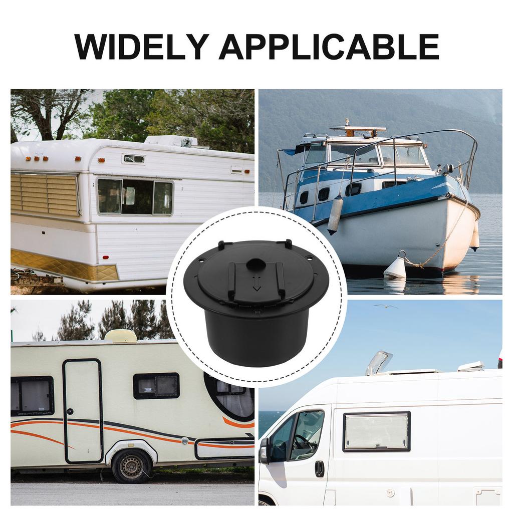 1 Set Black Round Electrical Access Hatch For Rvs Yachts Management Waterproof Storage Durable Plastic Cable Passthrough Hole Rv