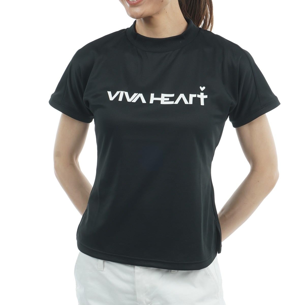 

Пуловер Viva Heart Heart Back с двойной сеткой, с коротким рукавом, черный, влагоотводящий, быстросохнущий, женский, чёрный