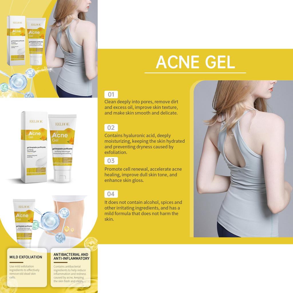 Eelhoe Soothing Acne Gel For Back Acne Gentle Skin Care Hydrating Formula 60ml