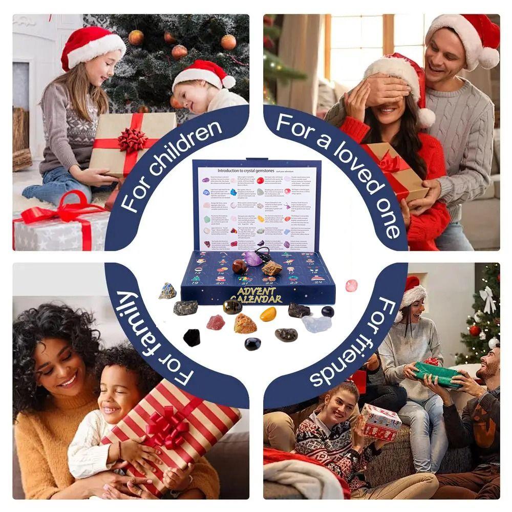 24Pcs Natural Stones Christmas Crystal Advent Calendar Gemstone Stone Learning Kit  Teens