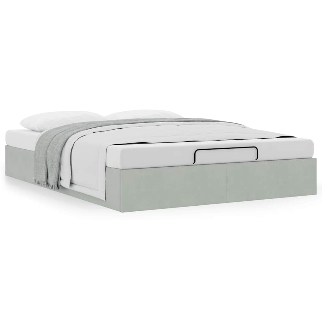 Ottoman Bed without Mattress Light Grey 140x190 cm Velvet