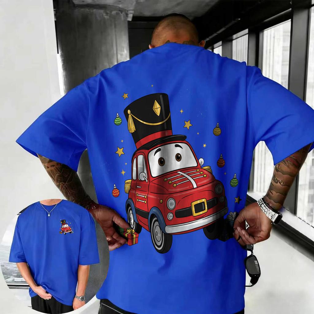202526 Summer Disney Cars Lightning McQueen Cartoon Pattern 100 Cotton Printed Tshirt Comfortable Breathable Mens Clothing