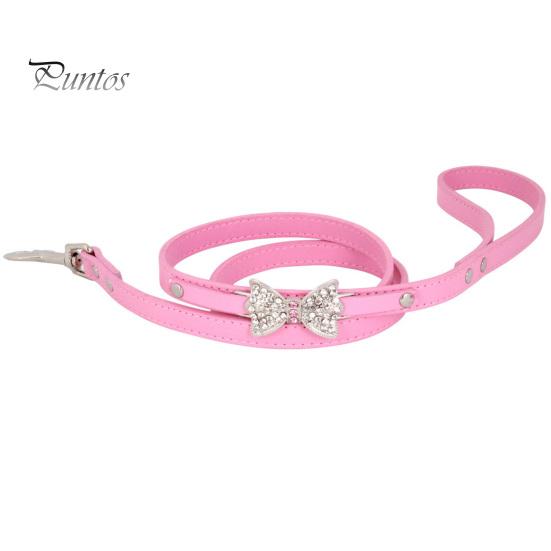 Guinzaglio per animali domestici Fiocco di strass Corda di trazione per animali domestici con gancio girevole in lega Guinzaglio di trazione in ecopelle per cani e gatti