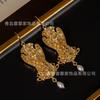 Antique Style Earrings French Light Luxury High-end Feel Unique Baroque Gold Niche Design