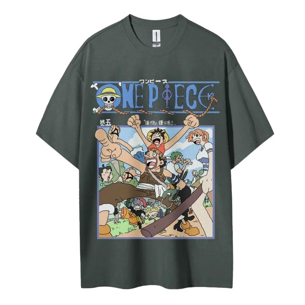 One Piece Animation Derivatives Luffy Usopp Printing Mens and Womens Summer Fashion Breathable Street Shortsleeved TShirt