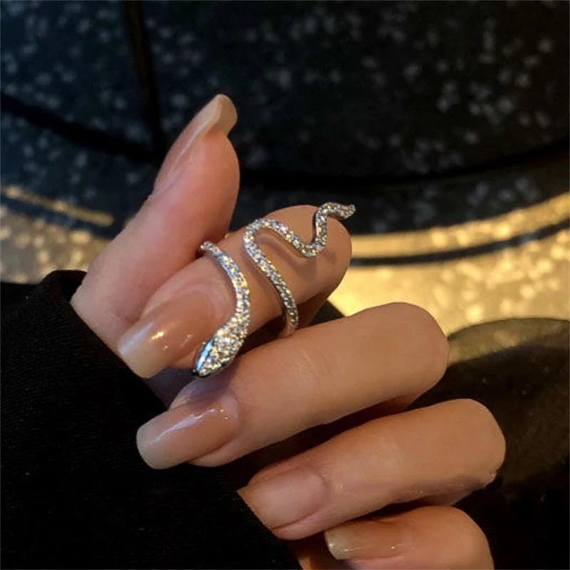 Snake Shaped Design Ring Female, The Niche Design Cool Wind High-Grade Open Index Finger Ring