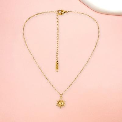 Women Sun Pendant Necklace Stainless Steel Adjustable Extended Chain Charm Necklace Jewelry