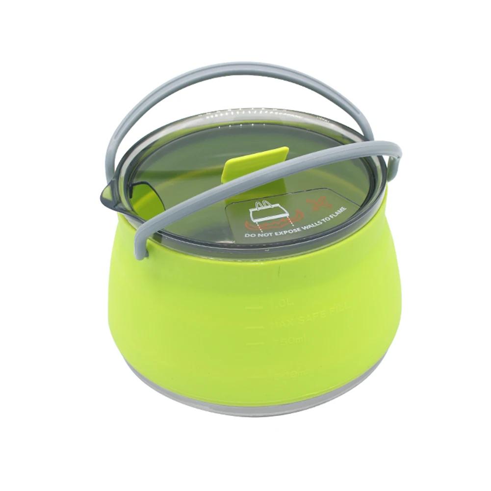 Silicone Folding Kettle Portable Boiling Water Pot for Outdoor Camping Travel Hiking Backpacking Cooking Supplies