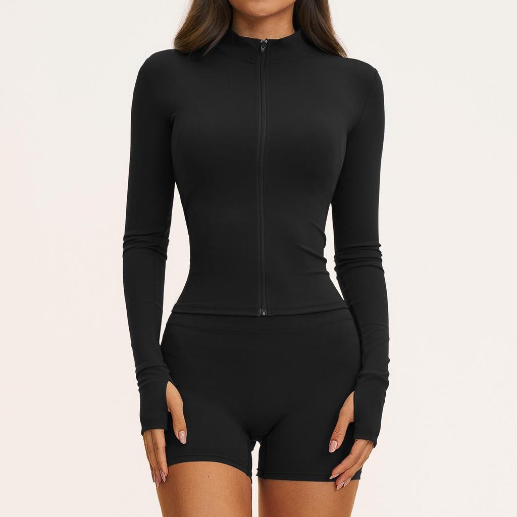 Women's Zipper Long Sleeve Yoga and Fitness Set - Autumn/Winter Slim Fit Sportswear
