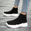 Women's Fashionable Off-White Mid-Top Socks Sneakers Easy To Put On and Take Off Mesh Thick-Soled Knitted Shoes Lightweight and