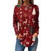 Women's Loose Round Neck Christmas Print Long Sleeve T-Shirt Top Pullover