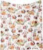 Halloween Blanket,Halloween Pink Pumpkin Ghost Mushroom Fleece Blankets,Fall Thanksgiving Farmhouse Gifts for Women Flannel Thro