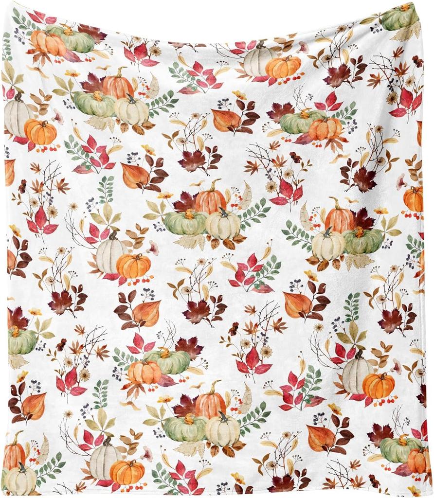 Halloween Blanket,Halloween Pink Pumpkin Ghost Mushroom Fleece Blankets,Fall Thanksgiving Farmhouse Gifts for Women Flannel Thro