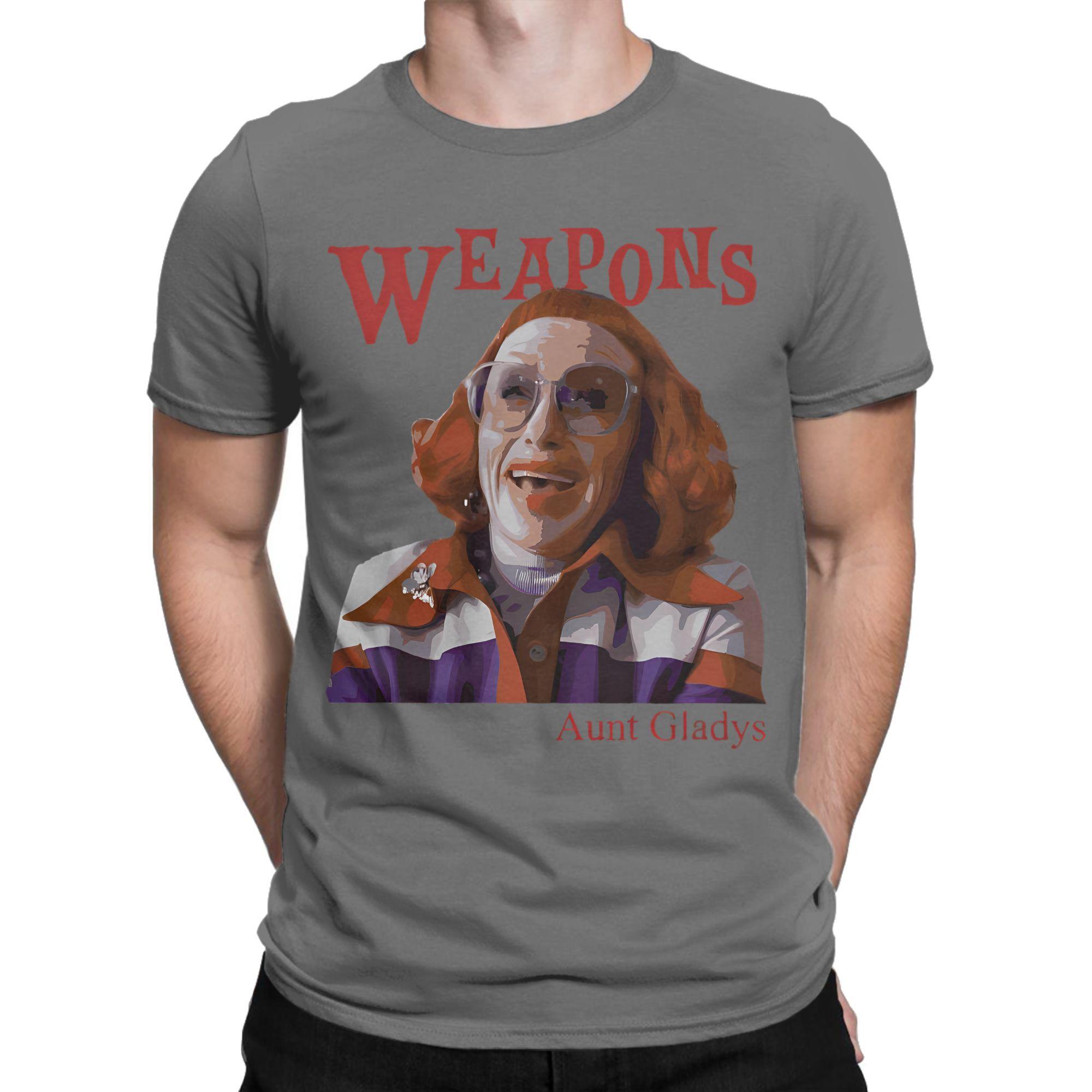 

Men T-Shirts W-Weapons 2025 Aunt Gladys Horror Movie Humor 100% Cotton Tees Short Sleeve T Shirt Round Neck Clothes Classic 4XL