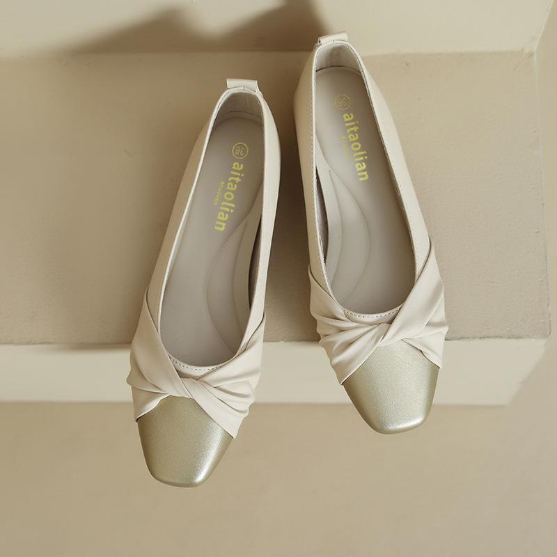 

Кожаные туфли на плоской подошве для женщин Хуэйчжоу, новые туфли Мэри Джейн на плоской подошве для беременных женщин, подходящие по цвету туфли для ленивых 35 золотой