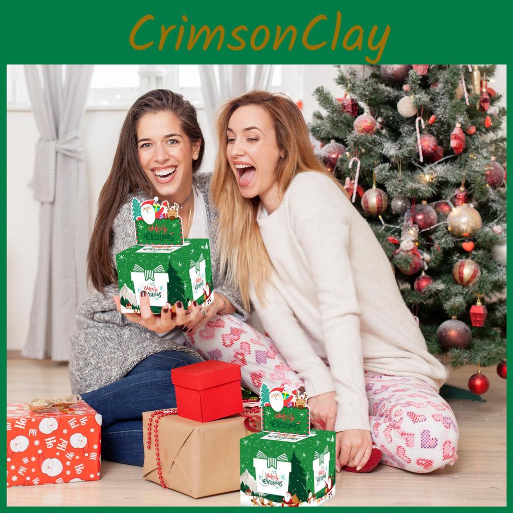 Gift Christmas Green Packaging Box With Santa Claus Print For Celebration Party